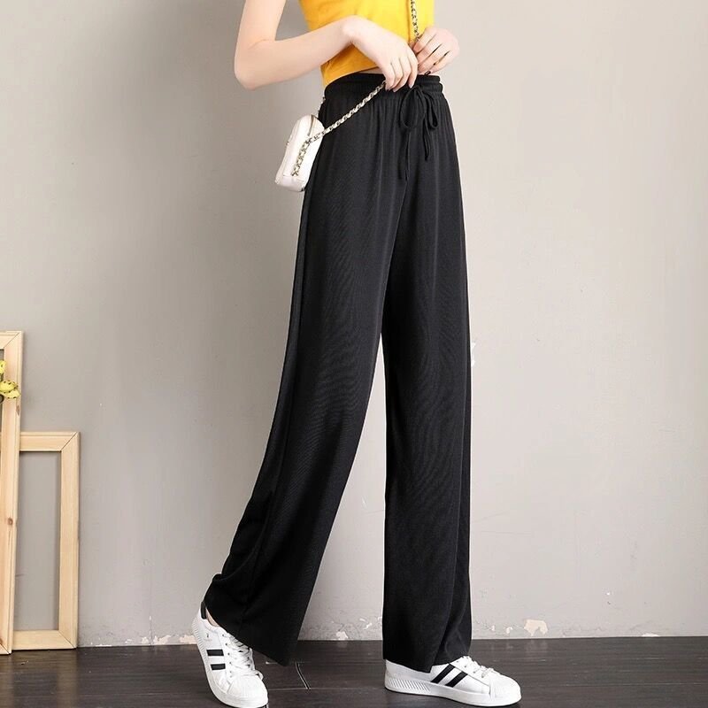 Vapetix S-XXXL Women's pants summer women's foreign trade ice silk wide-leg pants new style thin small stature han