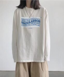 Vapetix ❀◐3XL Suggests [145-165 lbs]-❀◐2XL Recommend [130-145 lbs]  White Long-Sleeve Loose Women's 2025 Autumn Versatile Basic Top Clearance One Piece With Free Shipp