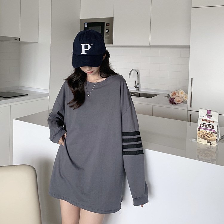 Vapetix M-XXL 2025 Autumn Korean Style Women's Student Design-Focused Loose Striped Splicing Unconventional Long-