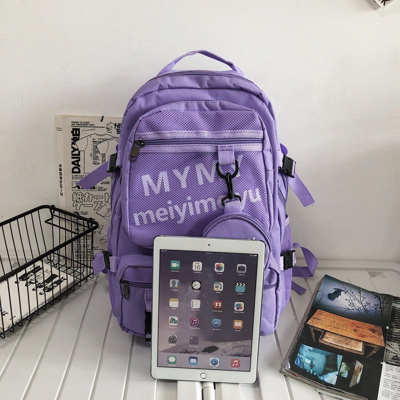 Vapetix Free Size-Free Size Large Capacity Student Backpack for Both Boys and Girls, Campus Printed LOGO Dual Shoulder Bag, Pra