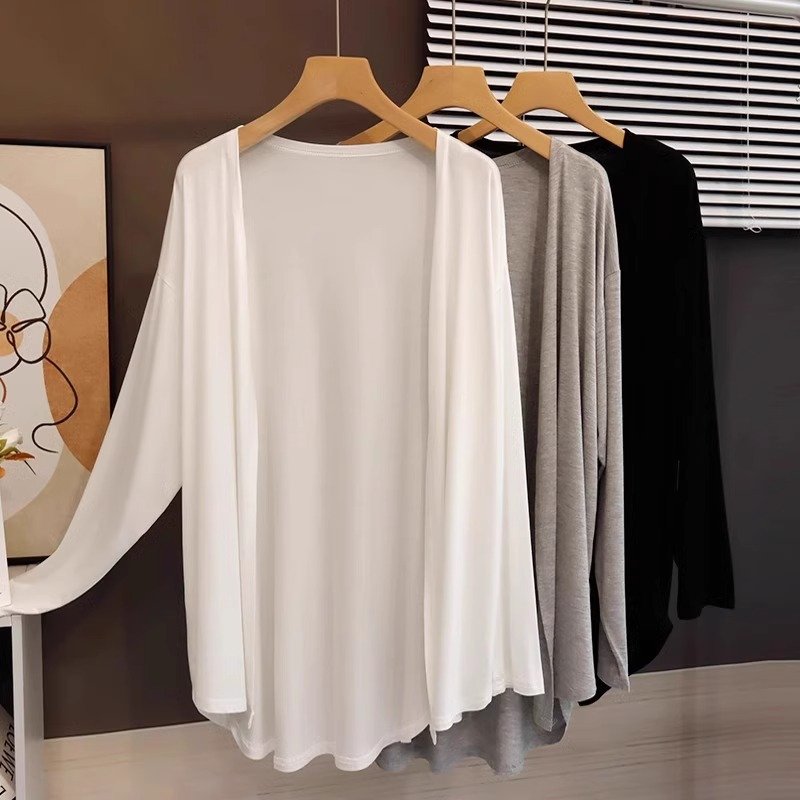 Vapetix M-2XL Mid-length sunscreen cardigan for women 2025 summer suspender skirt with shawl loose thin coat top