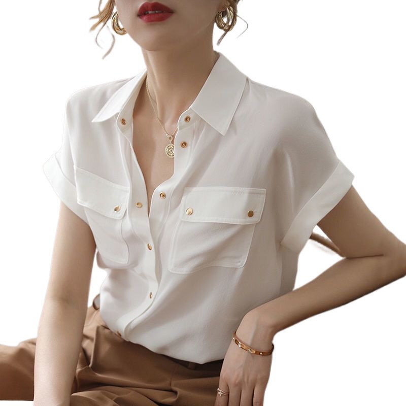 Vapetix ◇◆S◇◆-◇◆3XL◇◆ Chiffon white shirt women's summer thin design sense new niche design sense elegant Western style K