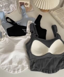 Vapetix Unisex size [160-220 lbs]-Unisex size [160-220 lbs]  Fishbone Top Strapless Camisole with Bra Pads New Slimming Short Sleeve Pure Desire Hot Girl Tank T