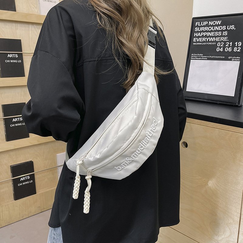 Vapetix Free Size-Free Size Street Trend Solid Color Chest Bag 2024 Spring New Fashion Casual Waist Bag for Men and Women, Lett – Bild 2