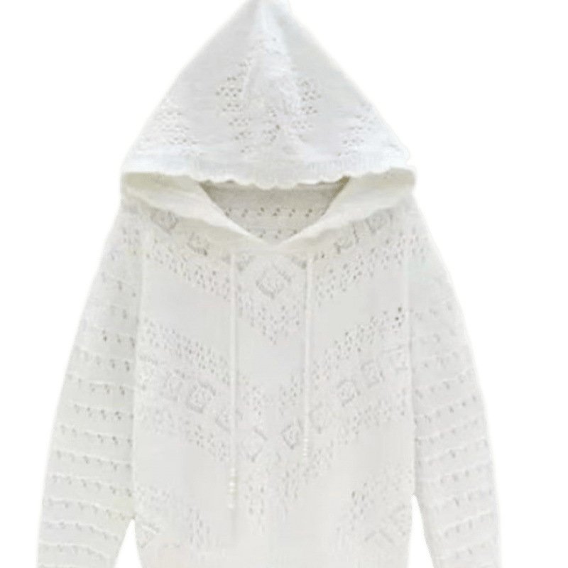 Vapetix S 80-90 pounds-3XL 130-140 lbs Design sense hollowed-out long-sleeve hoodie with cap air-conditioning sweater 2025 summer solid co