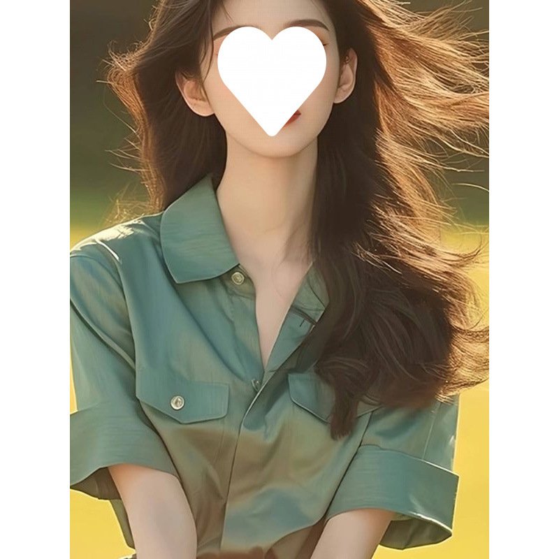 Vapetix XXS-White slip without a picture Retro Hong Kong Style Green Polo Neck Women's 2025 Summer Pretty Blouse French Exquisite Top Niche – Bild 2