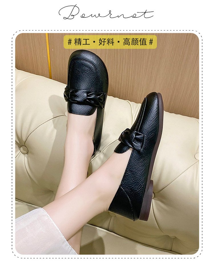 Vapetix 35-41 Soft Leather Beads Shoes for Women - Spring, Summer, Autumn Soft Sole Flat Single Shoes, Two-Wear, – Bild 2