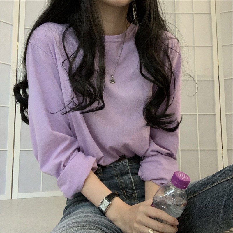 Vapetix M-2XL Multi-color options available 2025 autumn women's clothing tops long-sleeved T-shirt women's crew n – Bild 8