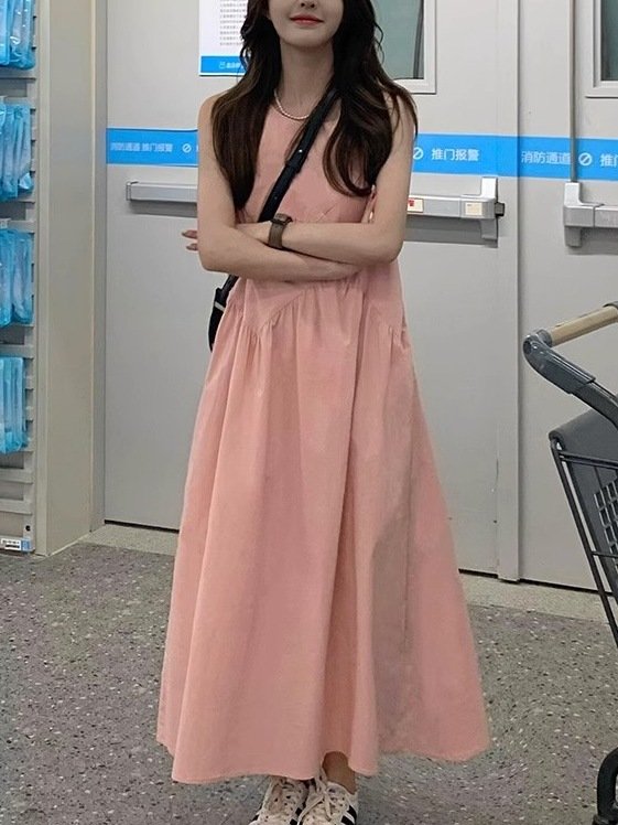 Vapetix S-XL Loose Pink Tank Top Bodysuit Dress for Plus Size and Petite Women, Unisex Summer Outfit with Unique