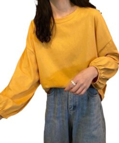 Vapetix ●●●●❀S 60-85 lbs-●●●●❀2XL 136-145 lbs Autumn 2025 Korean Loose Ins College Style Lantern Sleeve Thin Long Sleeve T-Shirt Women's Student