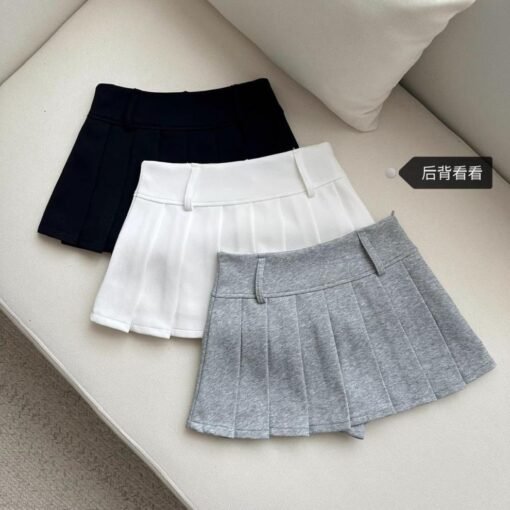 Vapetix S-XL  2025 Spring New Pleated Anti-Slip Gray A-Line Skirt for Girls Sweet and Spicy Style Pleated Skirt f – Bild 2