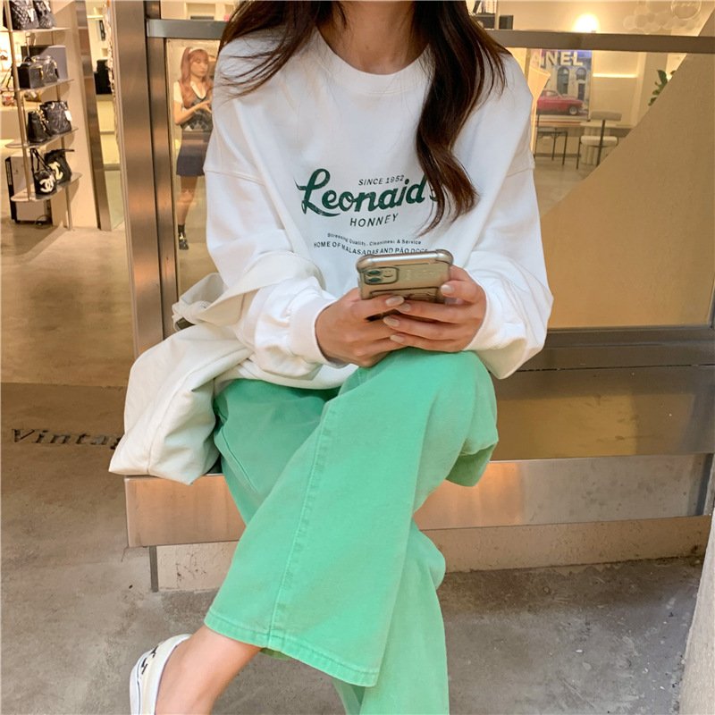 Vapetix M-XL Letter Print Pullover Hooded Backpack Collar Sweatshirt for Women Autumn Korean Version Round Neck – Bild 2