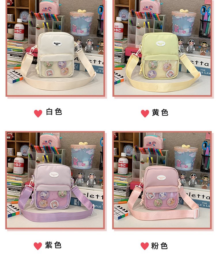 Vapetix Without a badge-With 4 badges (patterns random) Japanese-style cute cartoon transparent single-shoulder bag, solid-color Mori girl soft-girly bag f – Bild 3