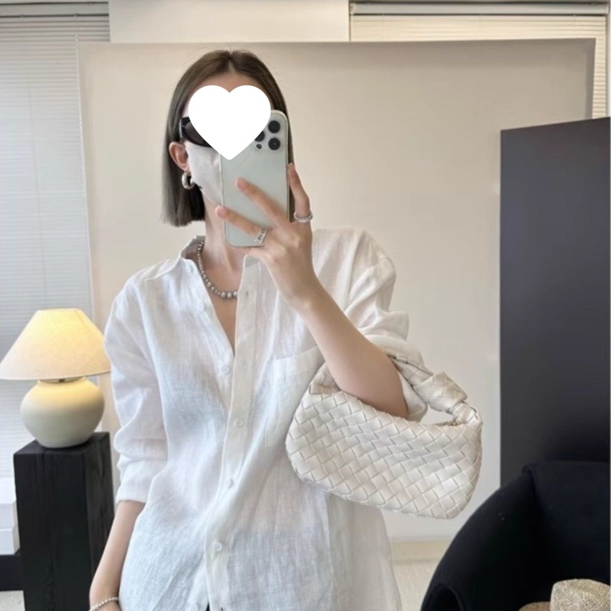 Vapetix 2XL-XL French-style white linen long-sleeved women's summer thin loose old money-style cotton-linen lined – Bild 2