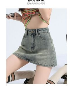 Vapetix XS-XXXL Denim mini skirt for petite women 2025 summer high-waisted American style hot girl retro bustier sk