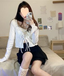 Vapetix XS size 60-70 pounds-XL size 110-125 lbs Ice-feeling long-sleeved open cardigan for women, new summer style, temperament binding strap cardi