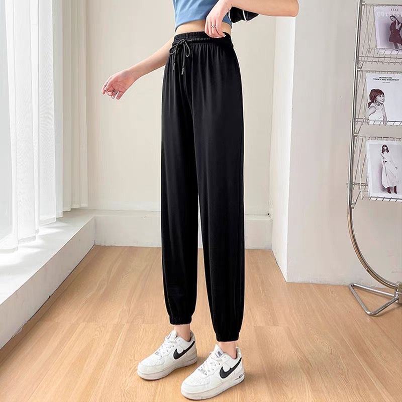 Vapetix M85-101-5XL169-172 Ice-silk-feel ankle-tied casual pants for petite figures: lightweight, loose-fitting, plus-size Jap – Bild 4