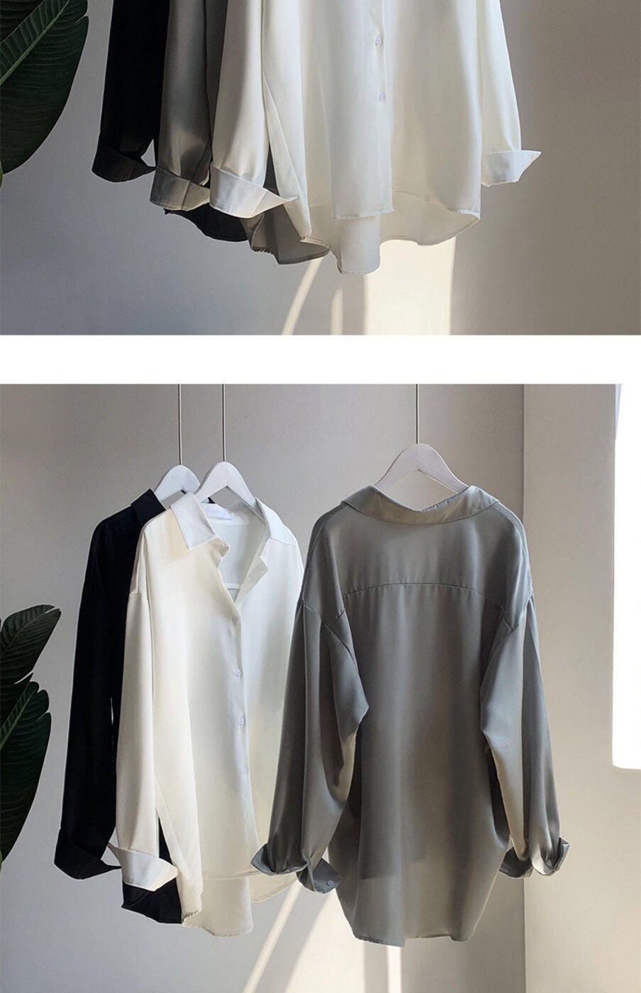 Vapetix S-3XL Women's wrinkle-resistant white shirt with silky drape, loose and high-end Hong Kong style long-sle – Bild 3