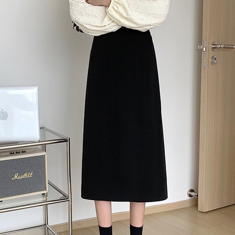 Vapetix XS-Increase XXXL Women's Mid-Long Semi-Skirt for Autumn, Fat Mm Hip-Hiding Skirt, High-Waisted Slimming Fashion Spli – Bild 2