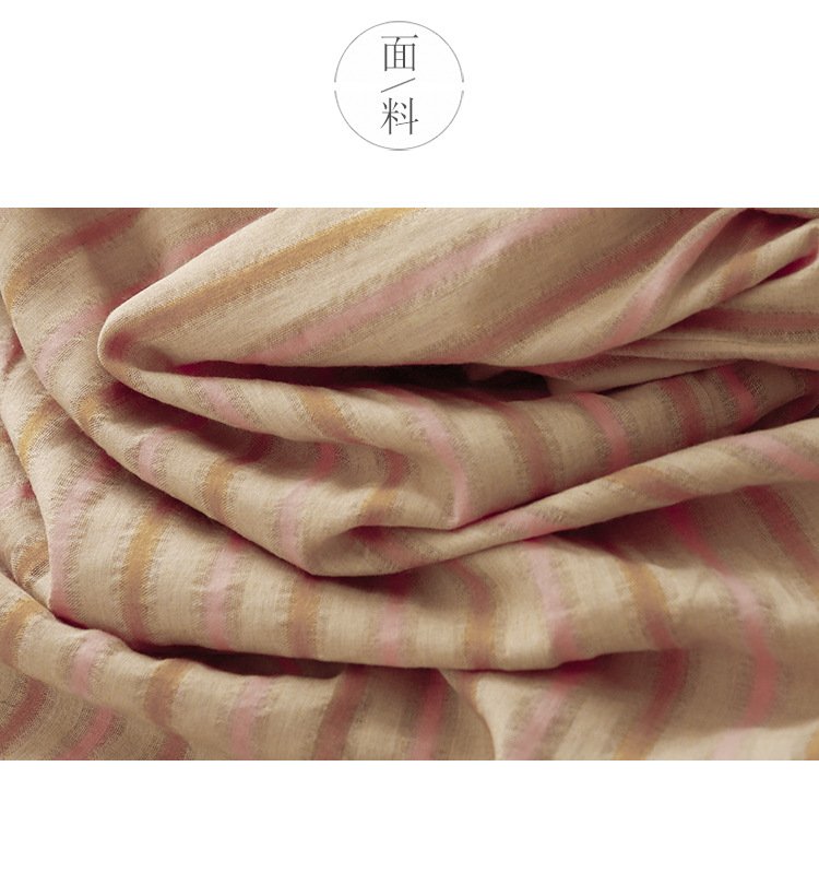 Vapetix L-2XL Women's Loose Relaxed A-line Semi-calf Maxi Skirt with Elastic Waist, Striped, 100% Cotton, Fashion - 图片 4