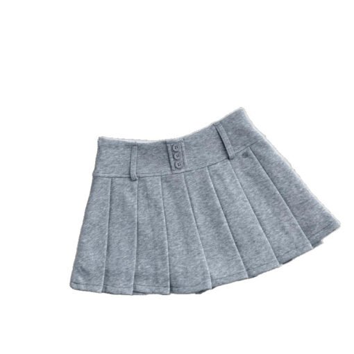 Vapetix S-XL  2025 Spring New Pleated Anti-Slip Gray A-Line Skirt for Girls Sweet and Spicy Style Pleated Skirt f – Bild 3