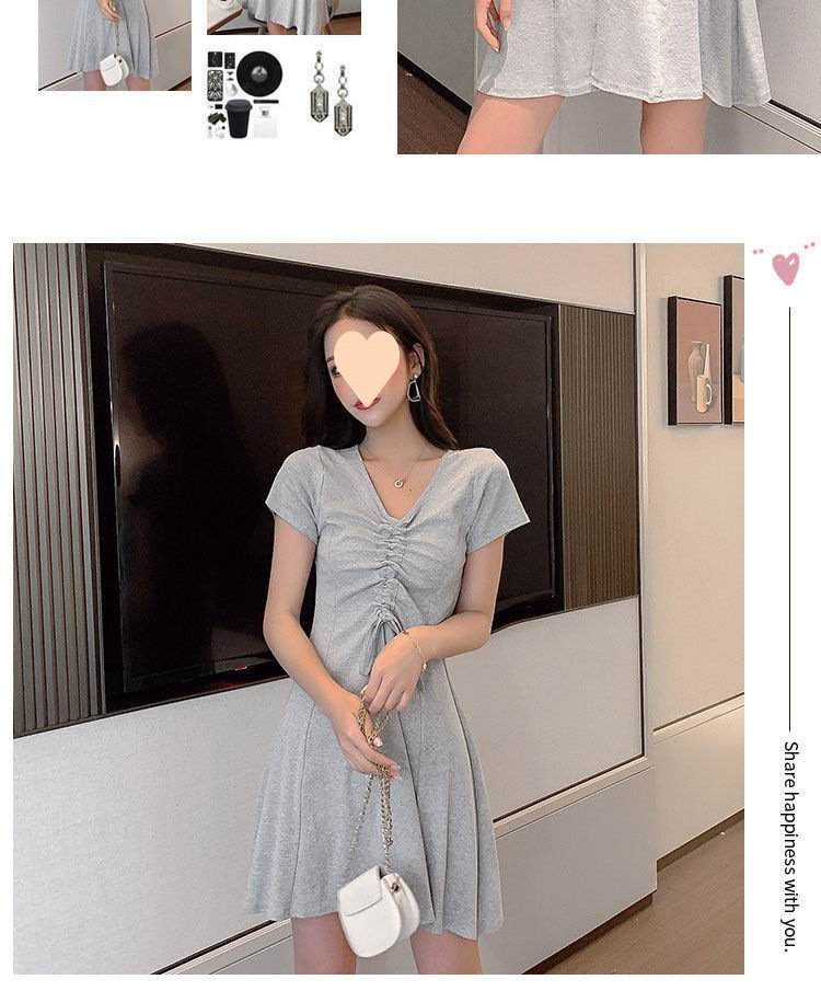 Vapetix S-XL Summer 2025 Hong Kong-style hidden design mini dress for petite women, featuring a chic, slimming, – Bild 5