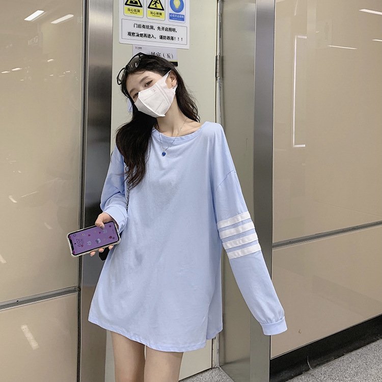 Vapetix M-XXL 2025 Autumn Korean Style Women's Student Design-Focused Loose Striped Splicing Unconventional Long- – Bild 2