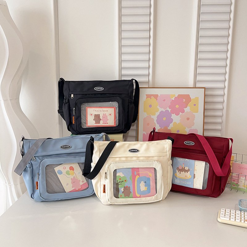 Vapetix Free Size-Free Size Large Capacity Pain Bag Japanese Style Single Shoulder Bag Color Block Patchwork Crossbody Bag Ins – Bild 3