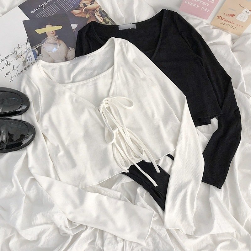 Vapetix XS size 60-70 pounds-XL size 110-125 lbs Ice-feeling long-sleeved open cardigan for women, new summer style, temperament binding strap cardi – Bild 2