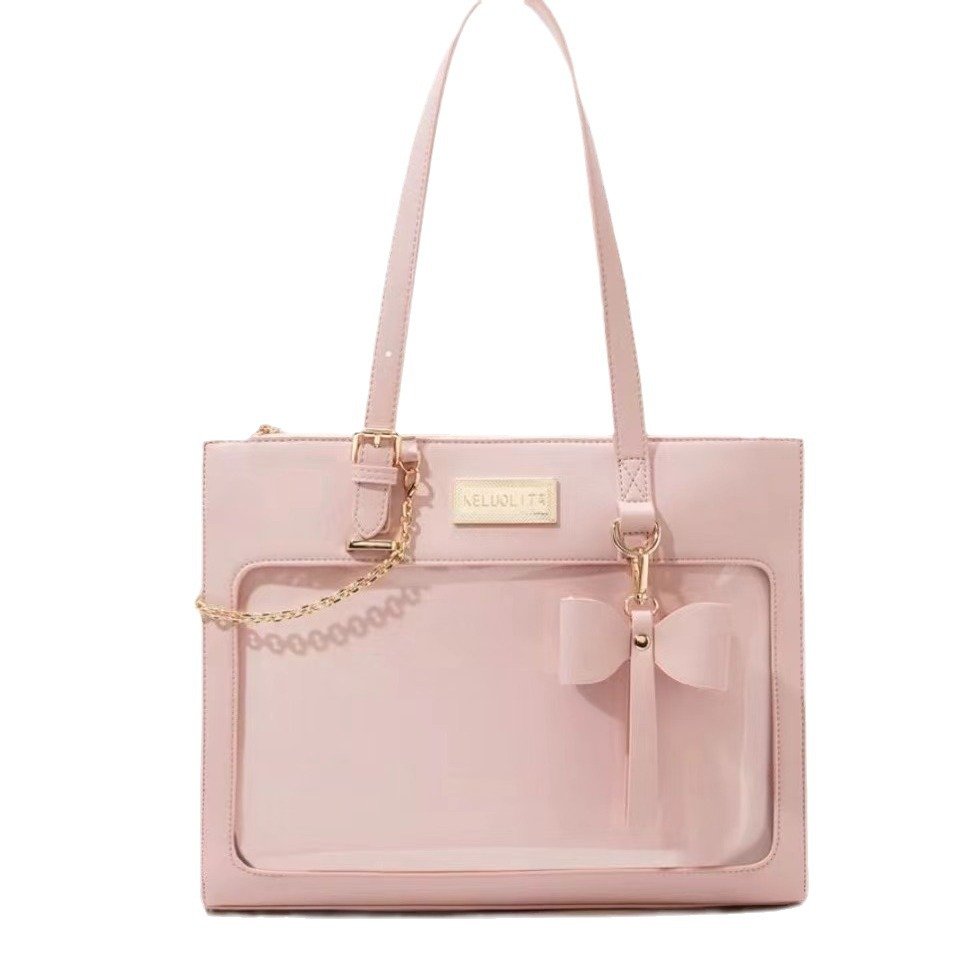 Vapetix Free Size-Free Size Japanese-style bow ache bag large capacity single-shoulder tote bag, unisex versatile transparent a – Bild 4