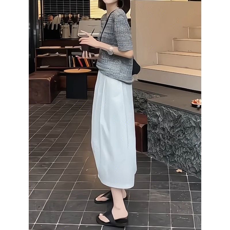 Vapetix Suggested weight: 80-105 pounds-4XL is recommended for 180-200 lbs. French elegance semi-slip high-waisted slimming casual A-line work dress for women, white summer ne – Bild 4