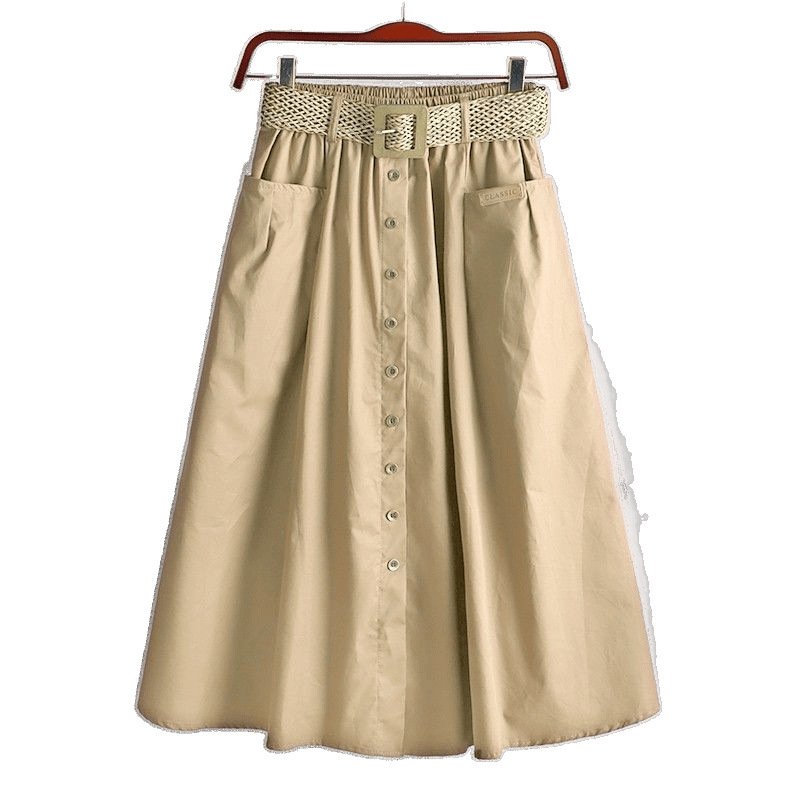 Vapetix Suggested weight: 85-110 lbs-3XL recommended 165-185 lbs 2025 Spring Korean Version Elastic High-Waisted Half-Skirt with Large Pockets, Slit for Slimming Ef – Bild 2