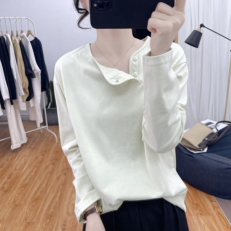 Vapetix XXS-2XL 【170-200 pounds】 Women's Loose and Slimming Fashion Long Sleeve Top with Large Button Design, Autumn Casual Base Shi – Bild 4