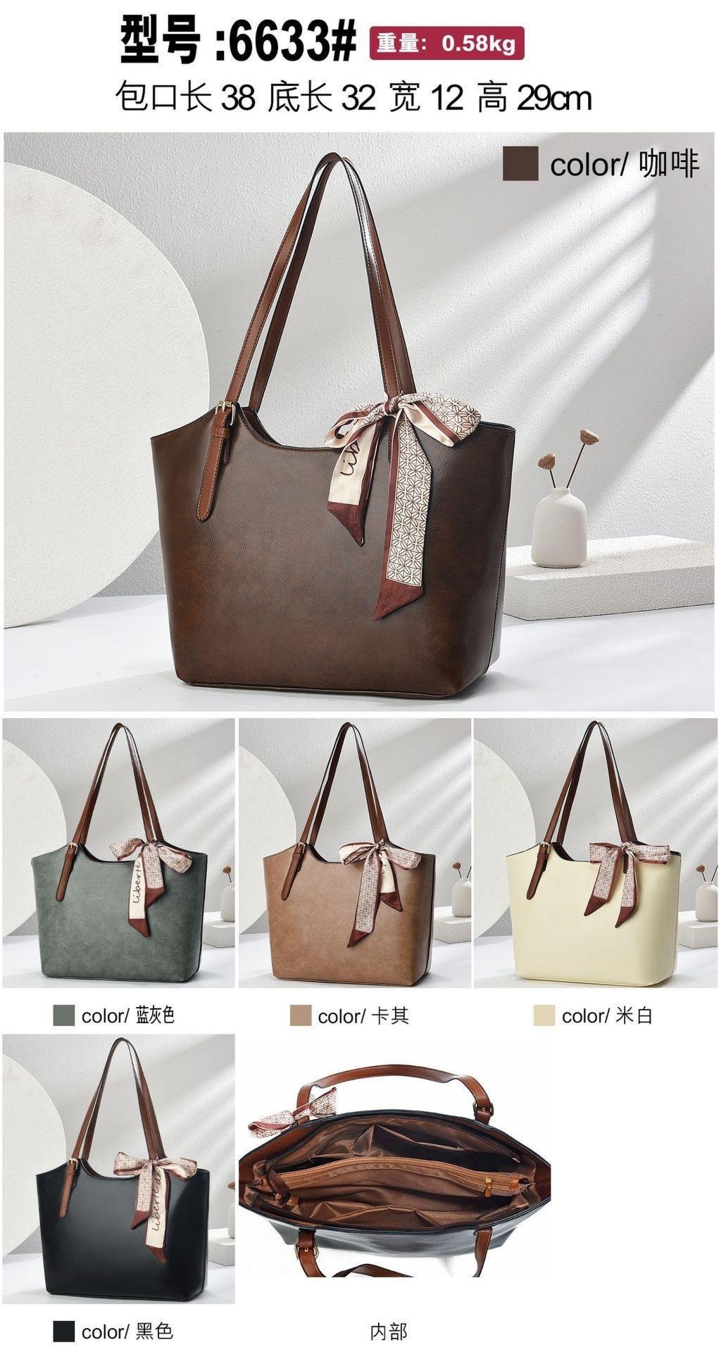 Vapetix Free Size-Free Size Tot Bag Retro Oil Leather Women's Simple Texture Shoulder Bag Practical Commute Crossbody Bag – Bild 5