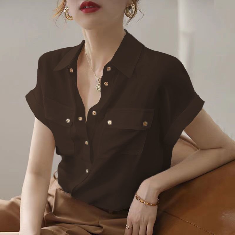 Vapetix ◇◆S◇◆-◇◆3XL◇◆ Chiffon white shirt women's summer thin design sense new niche design sense elegant Western style K – Bild 2