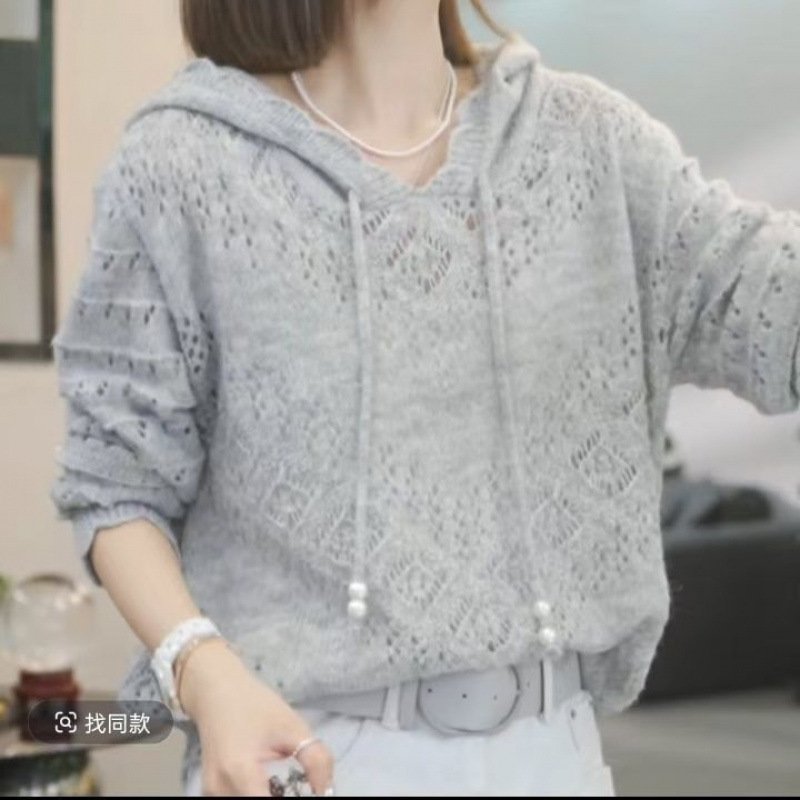 Vapetix S 80-90 pounds-3XL 130-140 lbs Design sense hollowed-out long-sleeve hoodie with cap air-conditioning sweater 2025 summer solid co – Bild 2