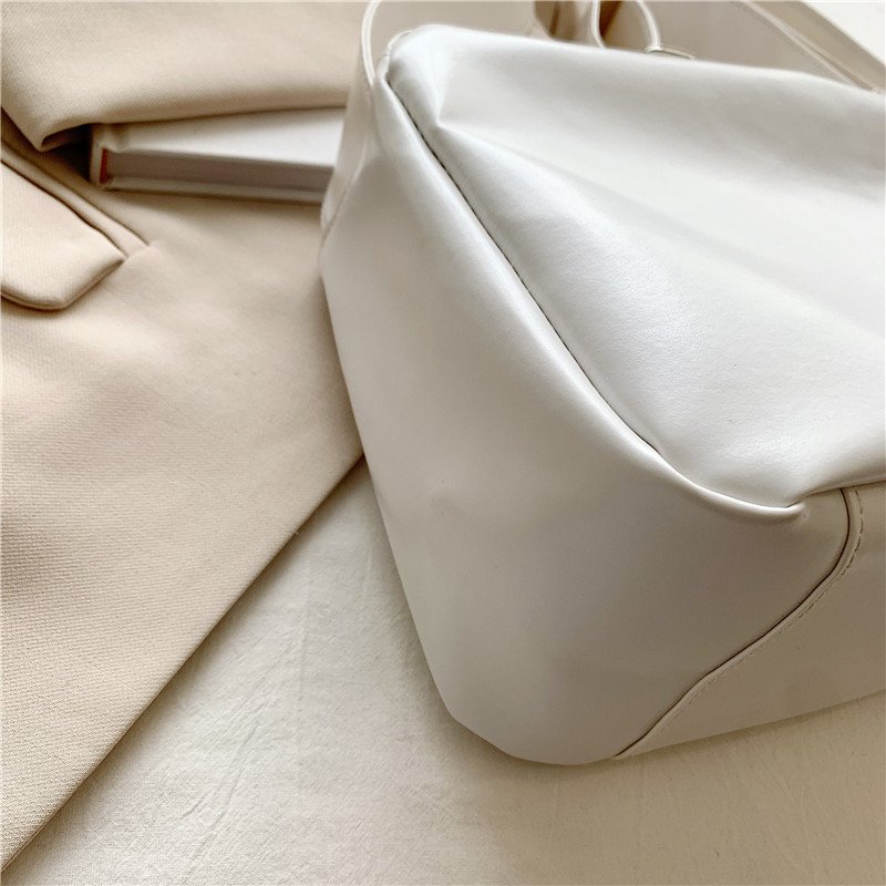 Vapetix Free Size-Free Size Large Capacity Women's Soft Leather Indie Commuter Tote Bag College Student School Single Shoulder – Bild 2