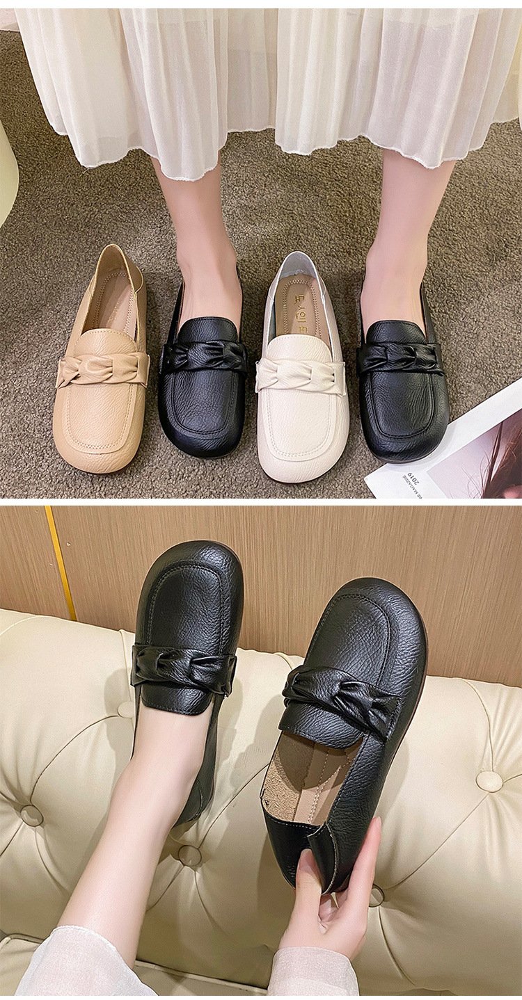 Vapetix 35-41 Soft Leather Beads Shoes for Women - Spring, Summer, Autumn Soft Sole Flat Single Shoes, Two-Wear, – Bild 3