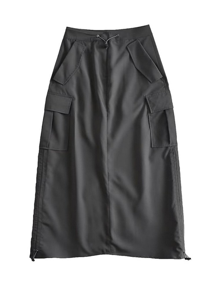 Vapetix S code【85-100斤】 translated into English is "S code【85-100 jin】"-Size 5XL (Recommended for 175-200 lbs) Grey workwear skirt new plus size suitable for pear-shaped body half skirt fat sister mm loose hide – Bild 4