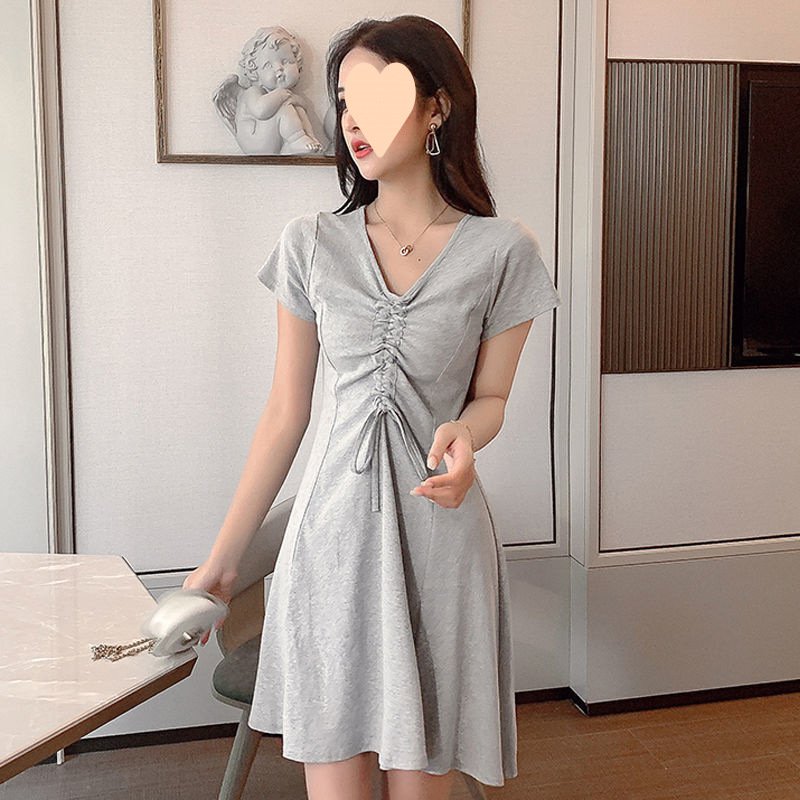 Vapetix S-XL Summer 2025 Hong Kong-style hidden design mini dress for petite women, featuring a chic, slimming, – Bild 6