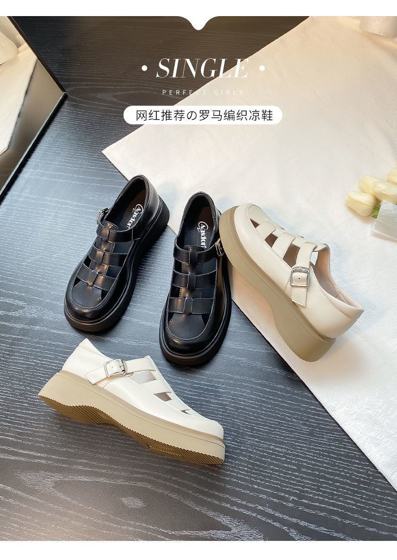 Vapetix ❁35❁-❁40❁ Soft Genuine Leather Fashion Roman Sandals for Women 2025 Summer Single Shoes Versatile with Cap To – Bild 4