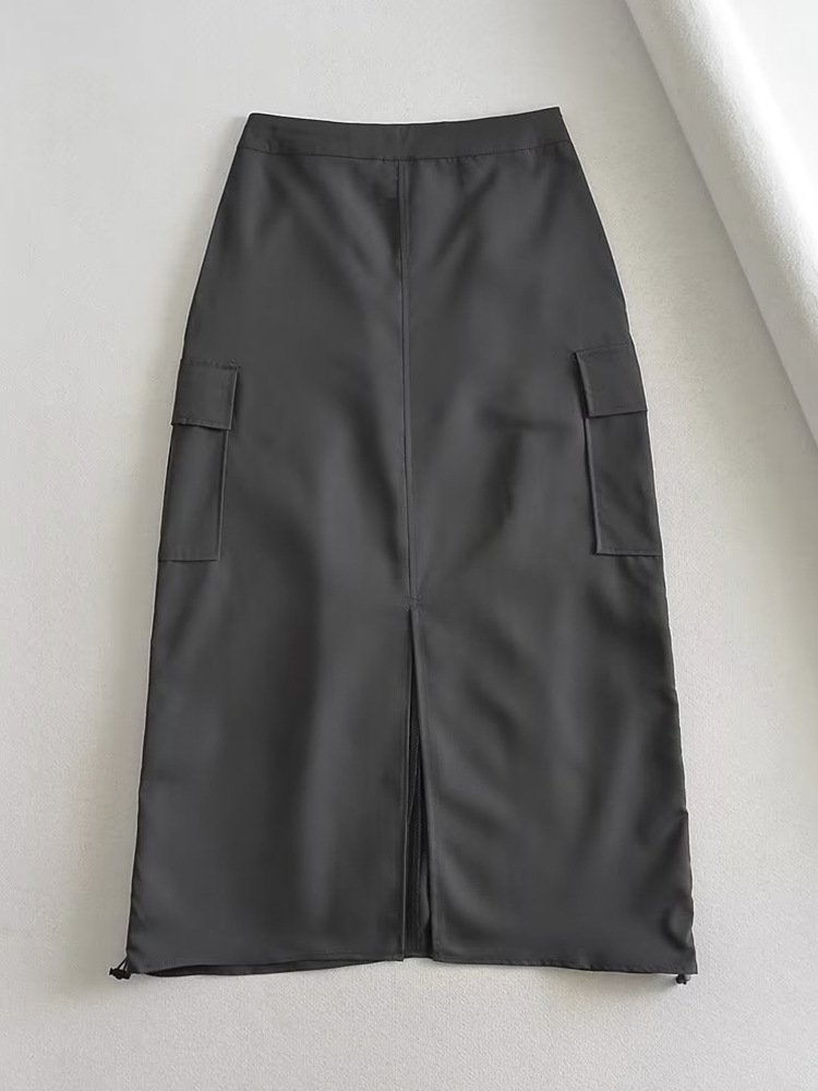 Vapetix S code【85-100斤】 translated into English is "S code【85-100 jin】"-Size 5XL (Recommended for 175-200 lbs) Grey workwear skirt new plus size suitable for pear-shaped body half skirt fat sister mm loose hide – Bild 5