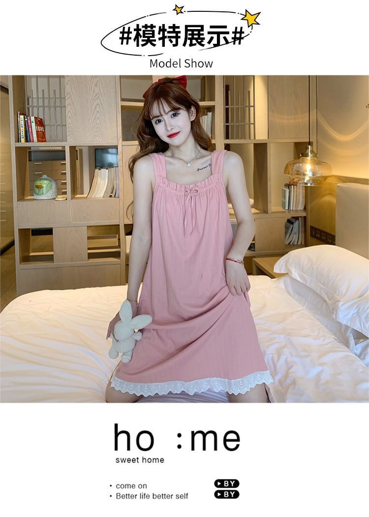 Vapetix M-XXL Women's Summer Thin Loose Student Princess Style Sleep Dress with Straps, Medium Long Homecoming Dr – Bild 4