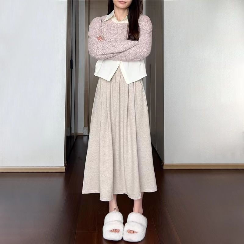 Vapetix S-XL Women's Fall High-Waisted Skirt A-Line Full Skirt to Ankle Glutinous Rice Skirt Elegant and Gracefu – Bild 6