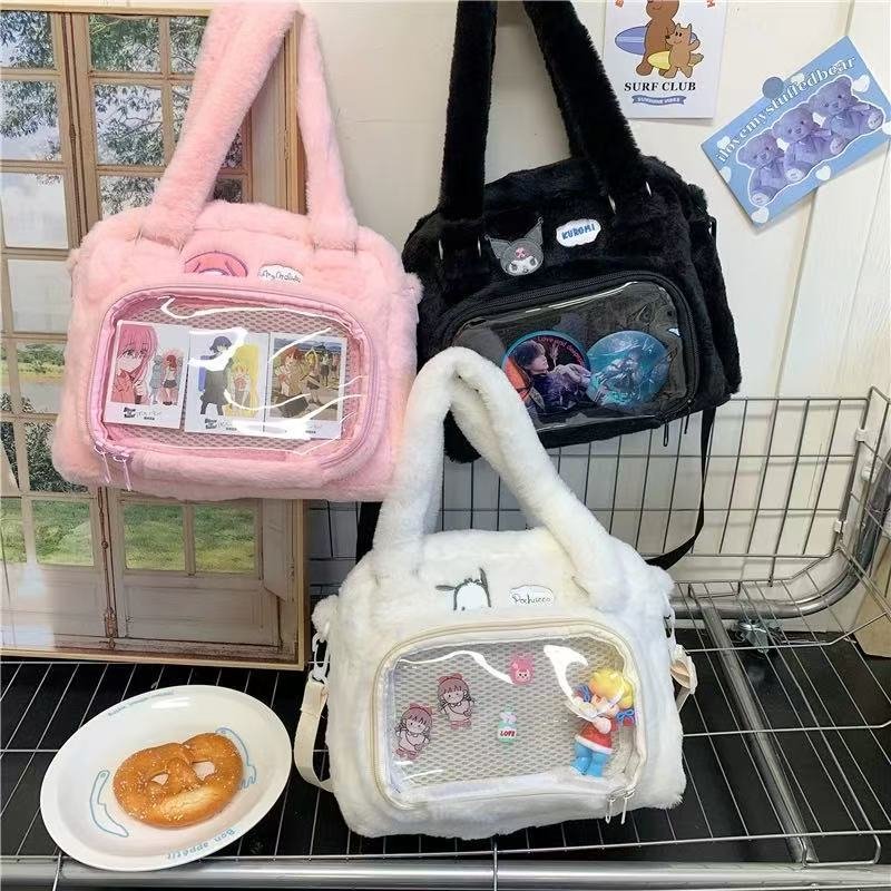 Vapetix Free Size-Free Size Sleek Crossbody Large Capacity Anime Student Backpack, Plush Peanut Bag, Single Shoulder Middle Sch – Bild 2