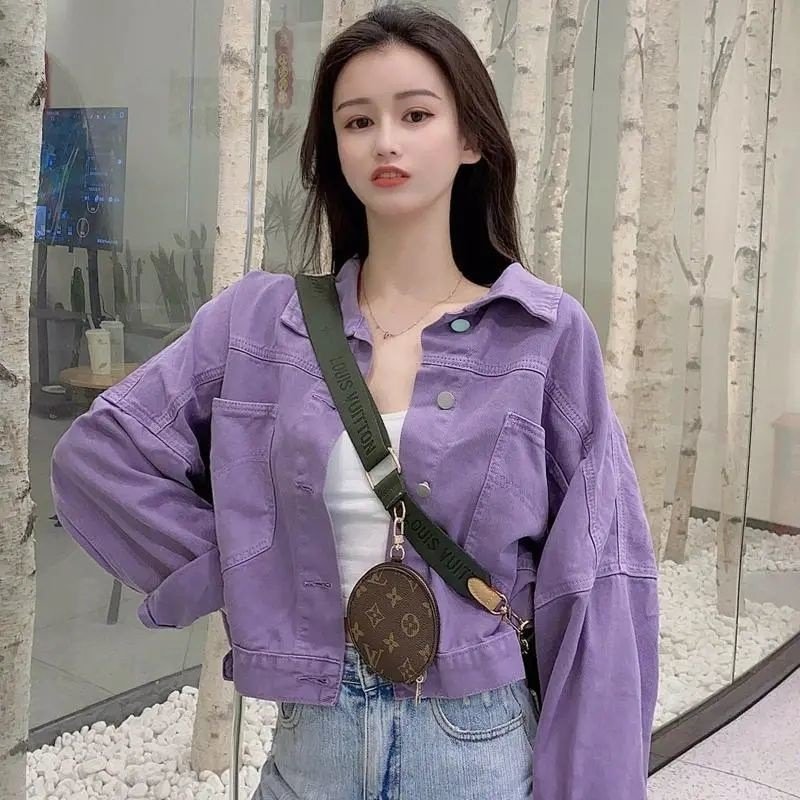 Vapetix S recommended - under 95 lbs-Recommended for XL: 115-130 lbs Women's Spring Korean Style Loose Fit Casual Denim Jacket with Design Sense Thin Top Coat – Bild 2