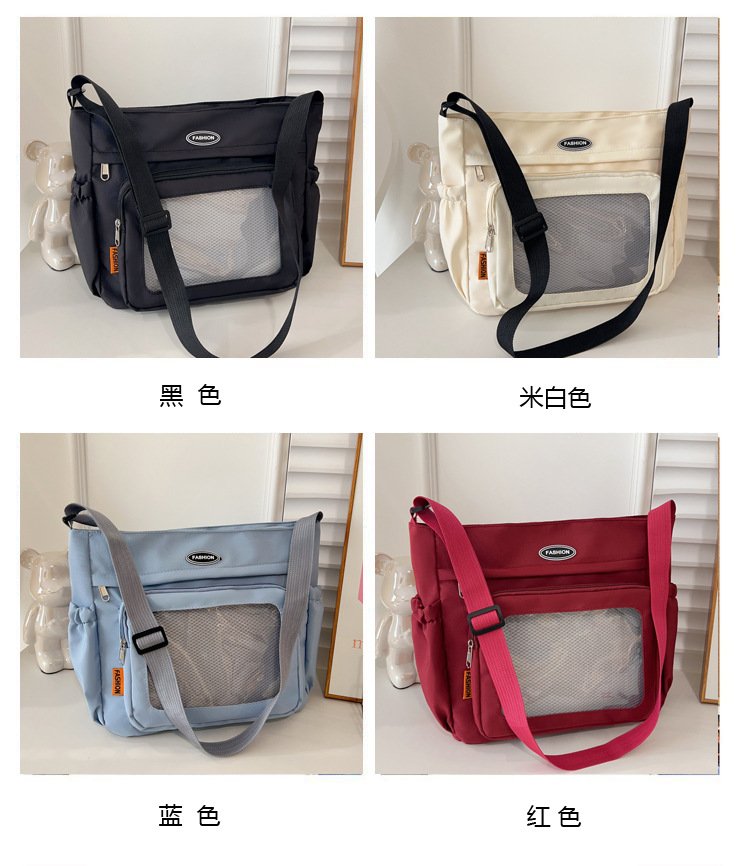 Vapetix Free Size-Free Size Large Capacity Pain Bag Japanese Style Single Shoulder Bag Color Block Patchwork Crossbody Bag Ins – Bild 4