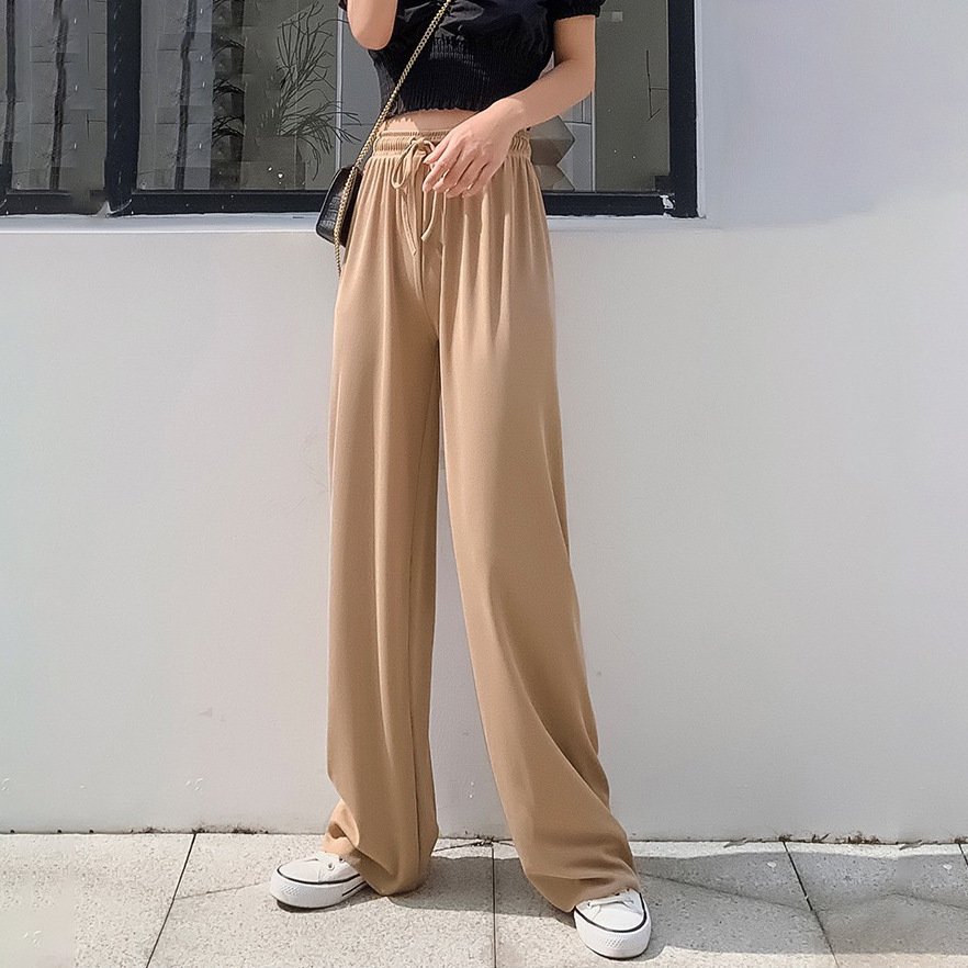 Vapetix S-XXXL Women's pants summer women's foreign trade ice silk wide-leg pants new style thin small stature han – Bild 6