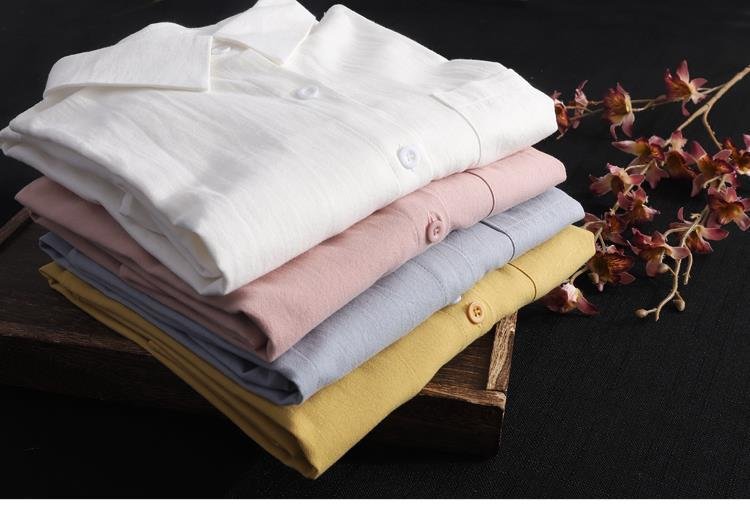 Vapetix S-2XL Women's Spring and Autumn Loose Matchy Matchy Cotton Linen Shirt, Long-Sleeved Blouse, Slimming Out – Bild 3