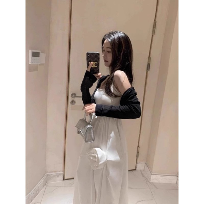 Vapetix Free Size-Free Size Black Short Ice Silk Knit Sun Protective Cardigan for Women Summer Thin Version Outerwear Shawl Air